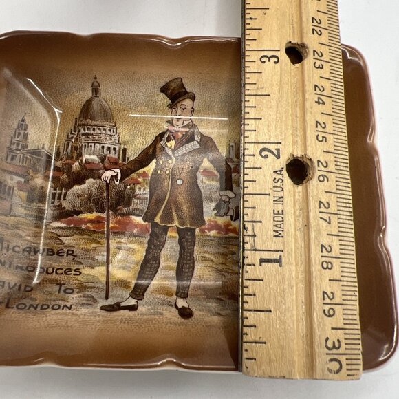 Charles Dickens Trinket Dish Brown 4" David Copperfield Micawber London British - Picture 9 of 16